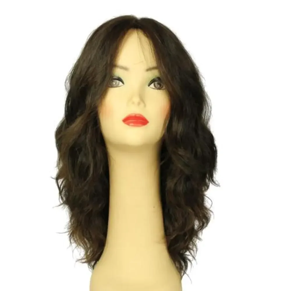 Freeda Wigs Mimi Deep Dark Brown With Red Highlights Multi-Directional Skin Top